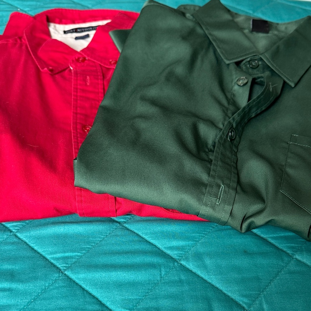 Men's Green and Red Shirt Set